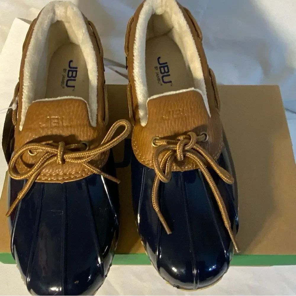 JBU JAMBU Navy Brown Woodbury fur lined duck waterproof shoes boots 8 M